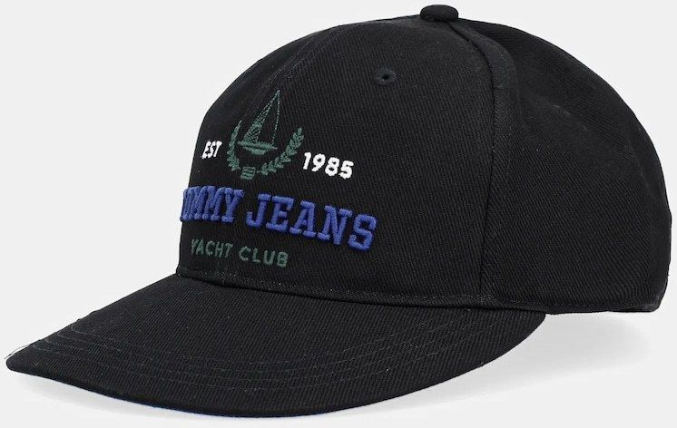 Bavlnená šiltovka Tommy Jeans čierna farba, s nášivkou, AM0AM13290