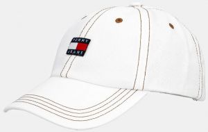 Bavlnená šiltovka Tommy Jeans biela farba, s nášivkou, AW0AW17572