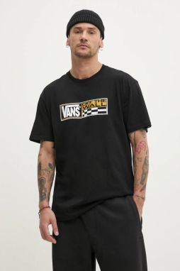 Bavlnené tričko Vans pánske, čierna farba, s potlačou, VN000NHMBLK1