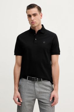 Bavlnené polo tričko BOSS pánsky, čierna farba, jednofarebný, 50533355