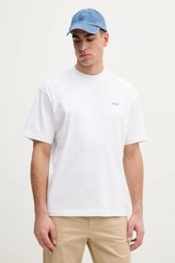 Bavlnené tričko BOSS Orange pánske, biela farba, s potlačou, 50540520