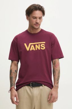 Bavlnené tričko Vans pánske, bordová farba, s potlačou, VN000GGGEAY1