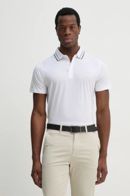 Bavlnené polo tričko Karl Lagerfeld pánske, biela farba, jednofarebné, 552200.745002