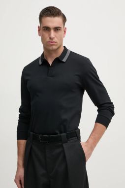 Bavlnené tričko s dlhým rukávom BOSS čierna farba, 50531787