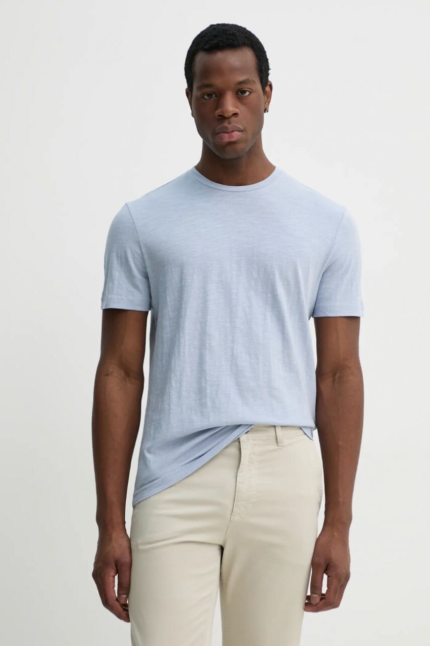 Tričko s prímesou ľanu Calvin Klein pánske, jednofarebné, K10K114160