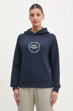 Mikina Helly Hansen dámska, tmavomodrá farba, s kapucňou, s nášivkou, 54239