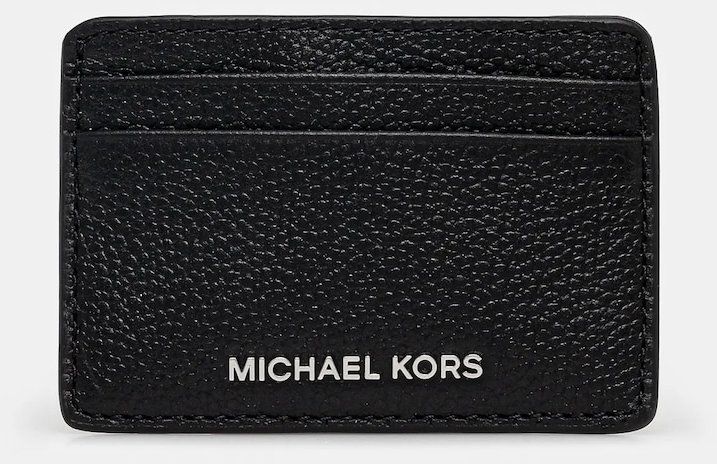 Kožené puzdro na karty MICHAEL Michael Kors čierna farba