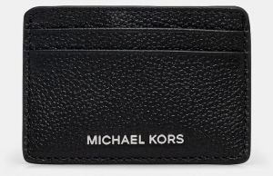 Kožené puzdro na karty MICHAEL Michael Kors čierna farba
