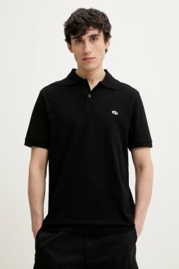 Bavlnené polo tričko Diesel T-REJUST-DOVAL-PJ POLO SHIRT čierna farba, jednofarebné, A15057.0AIJR