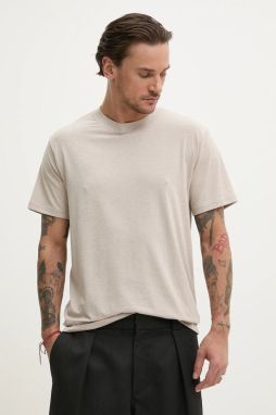 Tričko Hollister Co. pánske, béžová farba, jednofarebné, KI324-5089