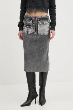 Bavlnená sukňa Diesel M-MERYN SKIRT šedá farba, midi, puzdrová, A17470.0QMAN