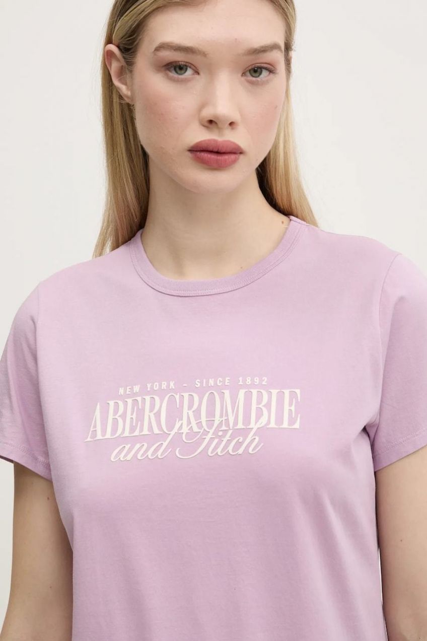 Bavlnené tričko Abercrombie & Fitch dámske, fialová farba, KI185-5058