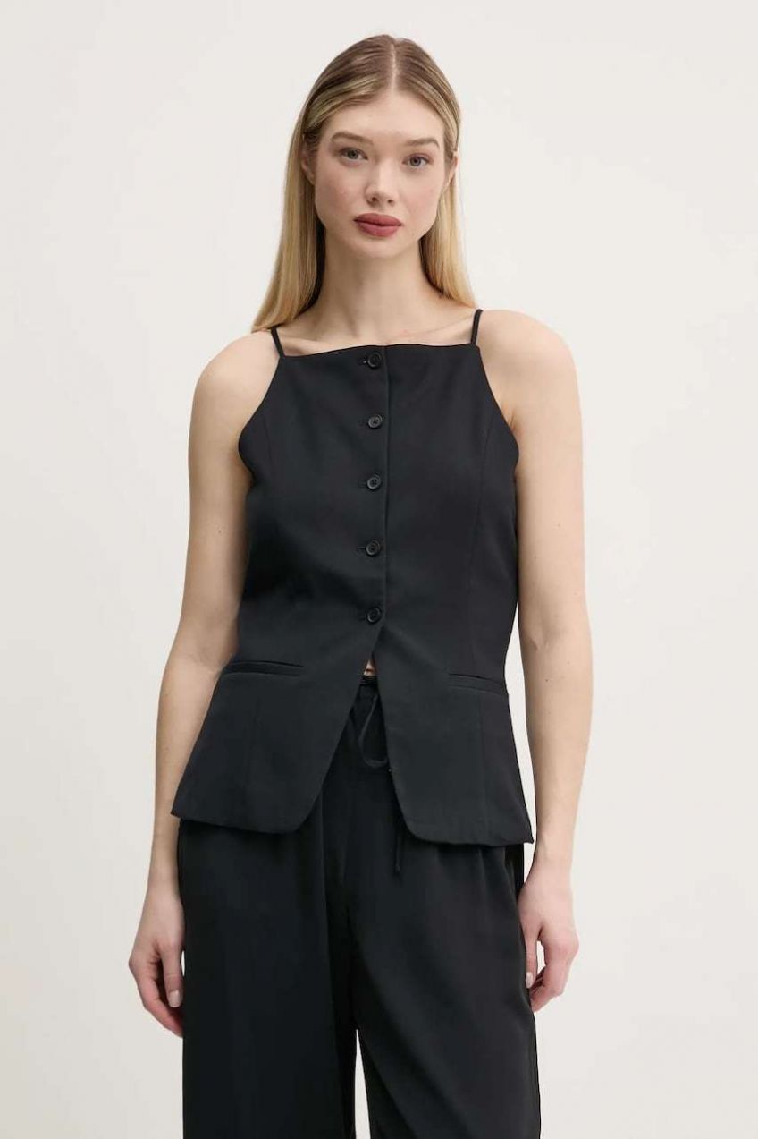 Top Abercrombie & Fitch dámska, čierna farba, jednofarebná, KI140-5050