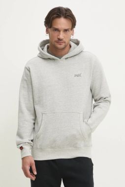 Bavlnená mikina Superdry pánska, šedá farba, s kapucňou, melanžová, M2014168A-D6V