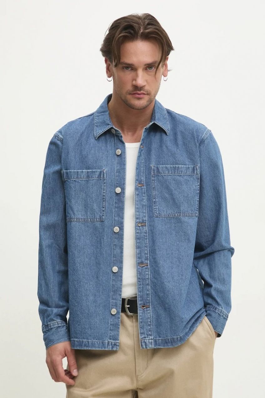 Rifľová košeľa Hollister Co. pánska, voľný strih, s klasickým golierom, KI325-5023