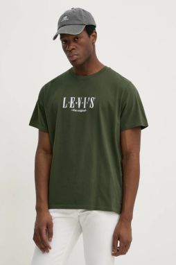 Bavlnené tričko Levi's SS RELAXED FIT TEE pánske, zelená farba, s nášivkou, 16143