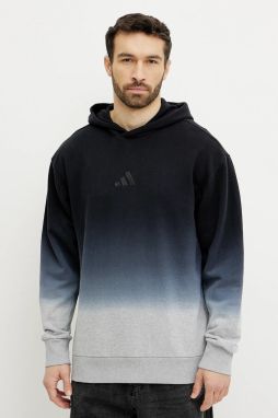 Bavlnená mikina adidas ALL SZN Dip Dye pánska, čierna farba, s kapucňou, vzorovaná, JI6350