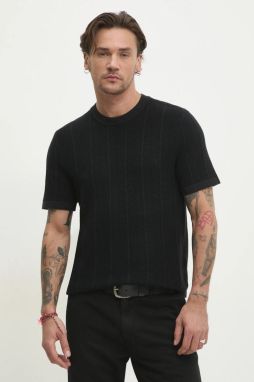 Sveter Abercrombie & Fitch pánsky, čierna farba, tenký, KI120-5071