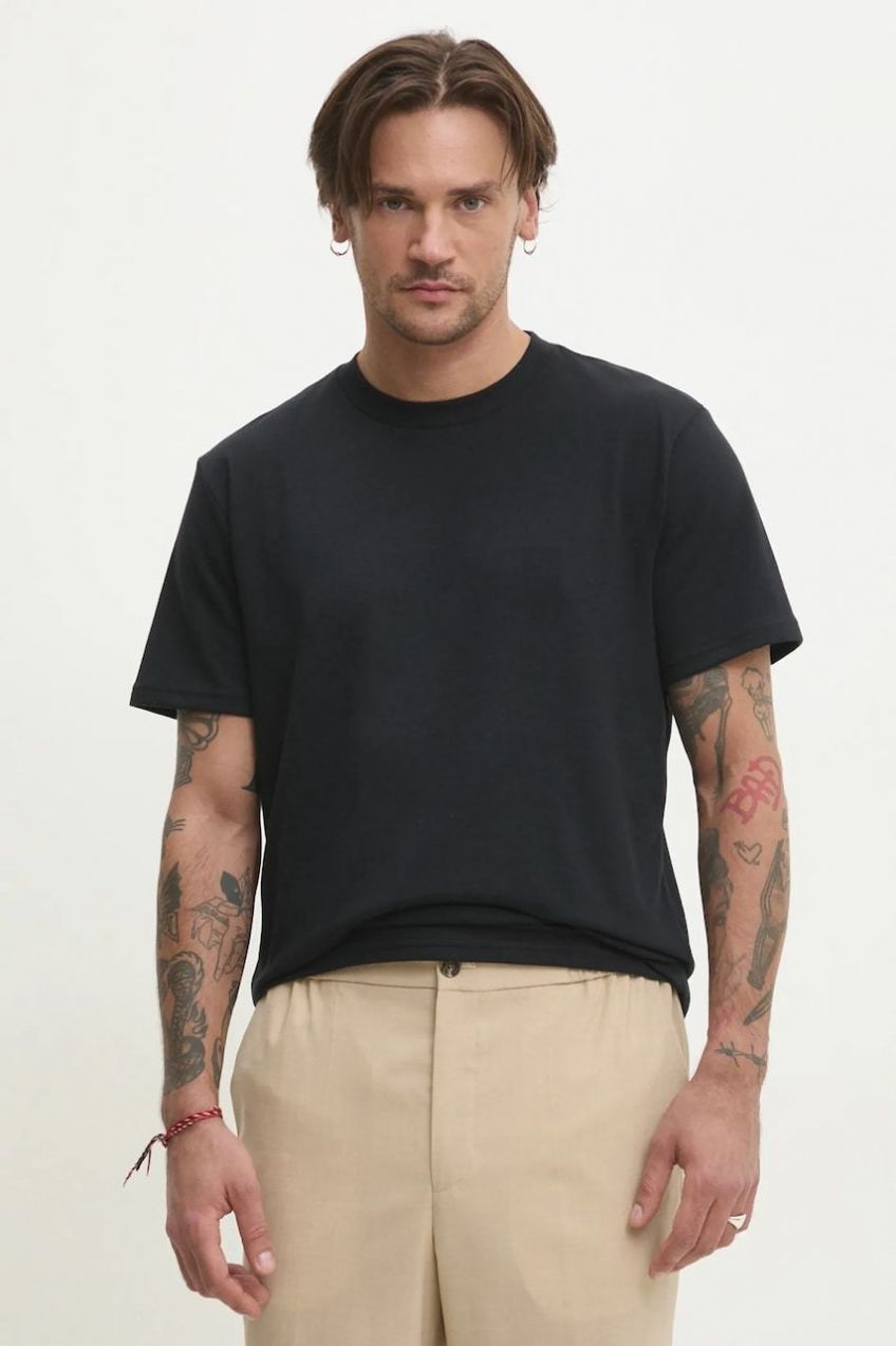 Tričko Hollister Co. pánske, čierna farba, jednofarebné, KI324-5143