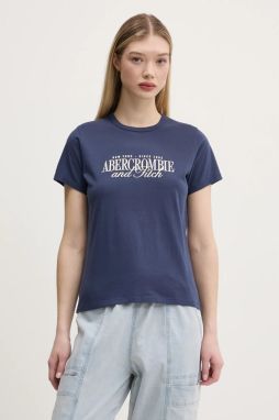 Bavlnené tričko Abercrombie & Fitch dámske, tmavomodrá farba, KI185-5058