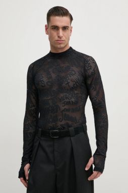 Tričko s dlhým rukávom Versace Jeans Couture čierna farba, vzorované, 78GAH611 J0200