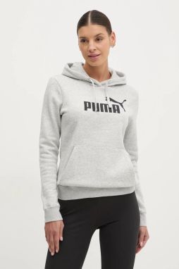 Mikina Puma dámska, šedá farba, s kapucňou, s potlačou, 682388