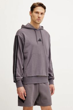 Mikina adidas Essentials pánska, fialová farba, s kapucňou, s nášivkou, JE6365