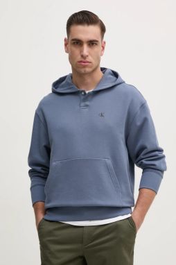 Bavlnená mikina Calvin Klein Jeans pánska, s kapucňou, jednofarebná, J30J327227