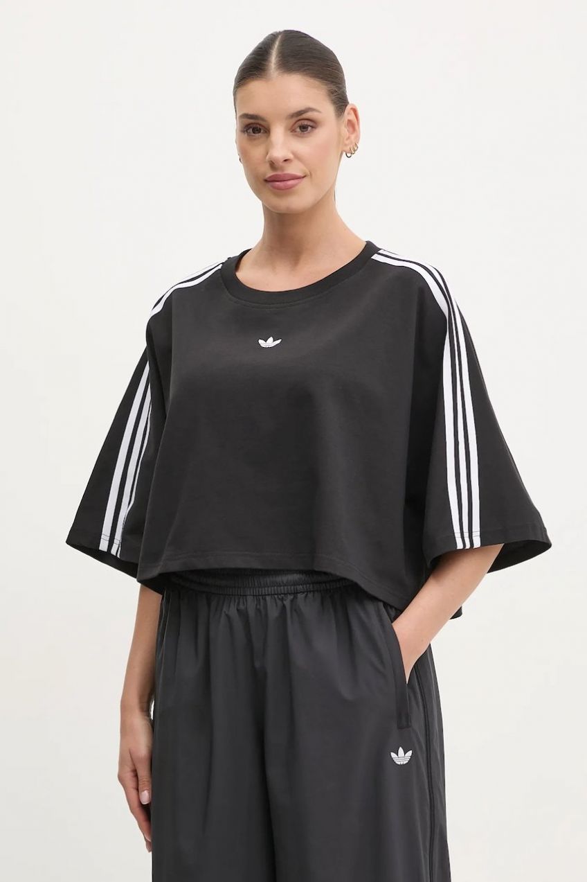 Bavlnené tričko adidas Originals BOXY TEE dámske, čierna farba, JY8884