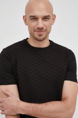 Bavlnené tričko Emporio Armani čierna farba, vzorované