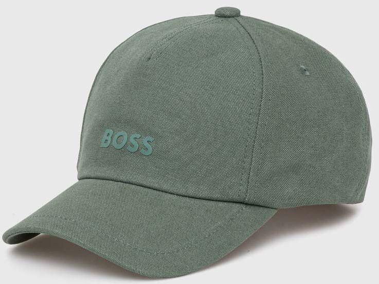 Bavlnená šiltovka Boss Orange zelená farba, jednofarebná, 50518788