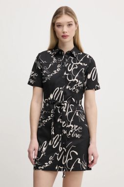 Šaty Desigual RODAS čierna farba, mini, rovný strih, 25SWVW38