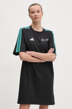 Bavlnené šaty adidas x Mercedes čierna farba, mini, oversize, JV5426