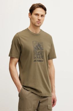 Tričko adidas TERREX Wild pánske, zelená farba, s potlačou, JN4266