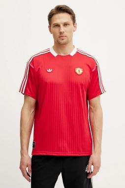 Tričko adidas Originals Manchester United ICON JSY pánske, červená farba, s nášivkou, JF0386