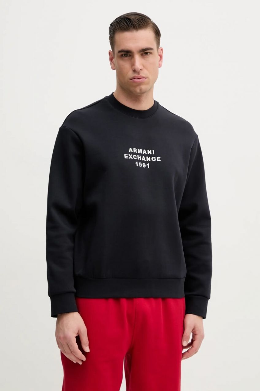 Mikina Armani Exchange pánska, tmavomodrá farba, s nášivkou, XM000460 AF10818