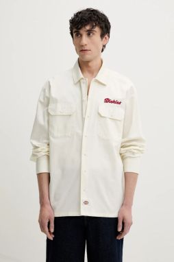 Bavlnená košeľa Dickies pánska, béžová farba, voľný strih, s klasickým golierom, DK0A4Z7PC481