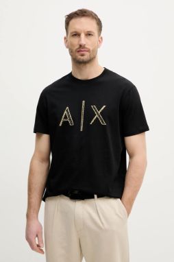 Bavlnené tričko Armani Exchange pánske, čierna farba, s potlačou, XM000325 AF10364