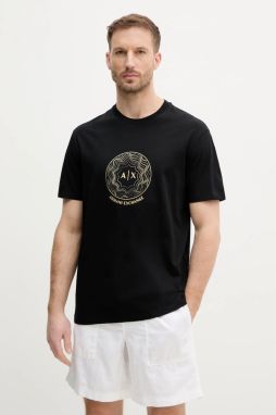 Bavlnené tričko Armani Exchange pánske, čierna farba, s potlačou, XM000328 AF10364