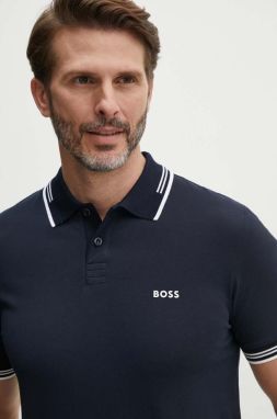 Polo tričko BOSS Green pánske, tmavomodrá farba, s potlačou, 50506193