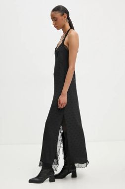 Hodvábne šaty ZADIG&VOLTAIRE čierna farba, maxi, rovný strih, WWDR01334