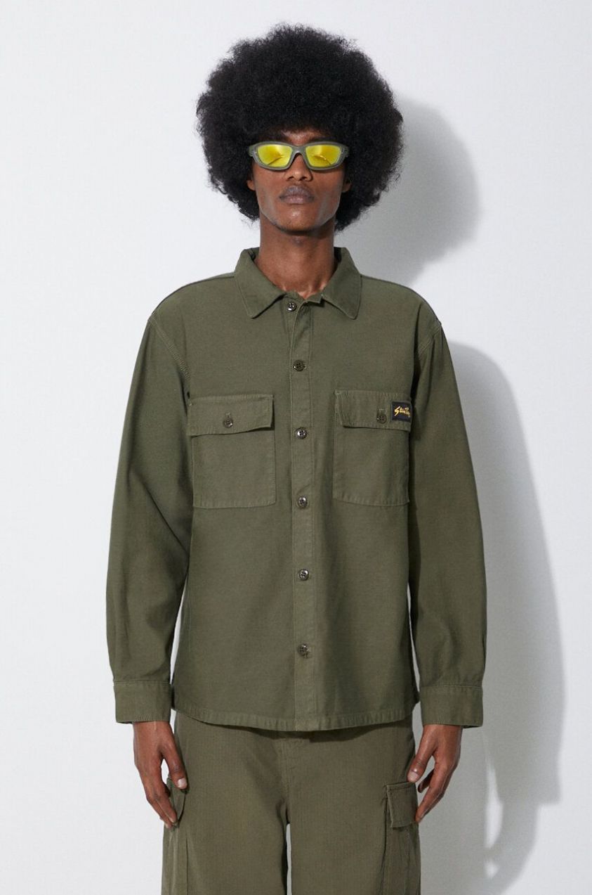 Bavlnená košeľa Stan Ray Cpo Shirt pánska, zelená farba, regular, s klasickým golierom, CE2403321