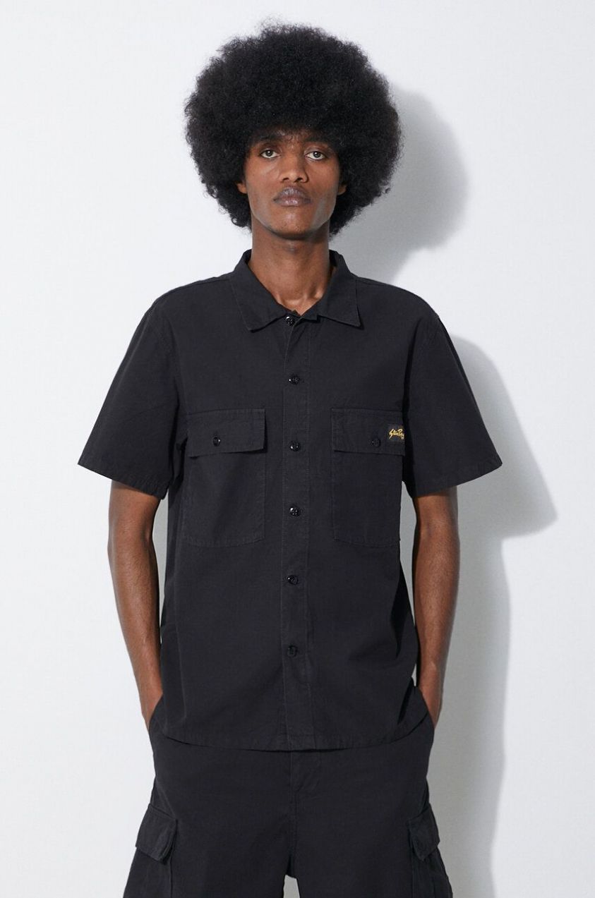 Bavlnená košeľa Stan Ray Cpo Short Sleeve pánska, čierna farba, slim, s klasickým golierom, SS2401963