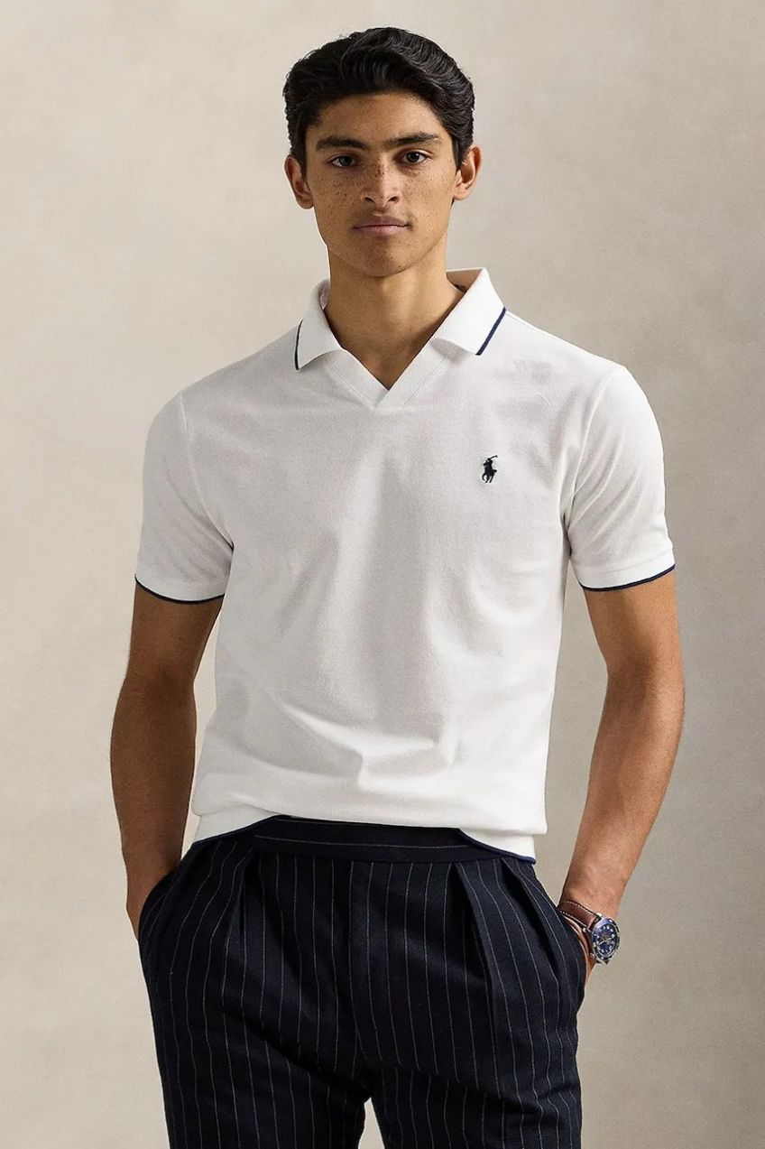 Bavlnené polo tričko Polo Ralph Lauren pánske, biela farba, jednofarebné, 710964535