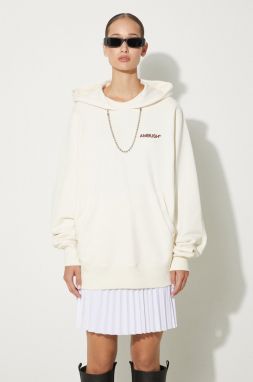 Bavlnená mikina AMBUSH Ballchain Hoodie dámska, béžová farba, s kapucňou, s nášivkou, BWBB001F24FLE0013128