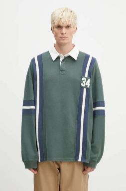 Bavlnená mikina AMBUSH Striped Rugby Shirt pánska, zelená farba, s nášivkou, BMGC002F24JER0015245