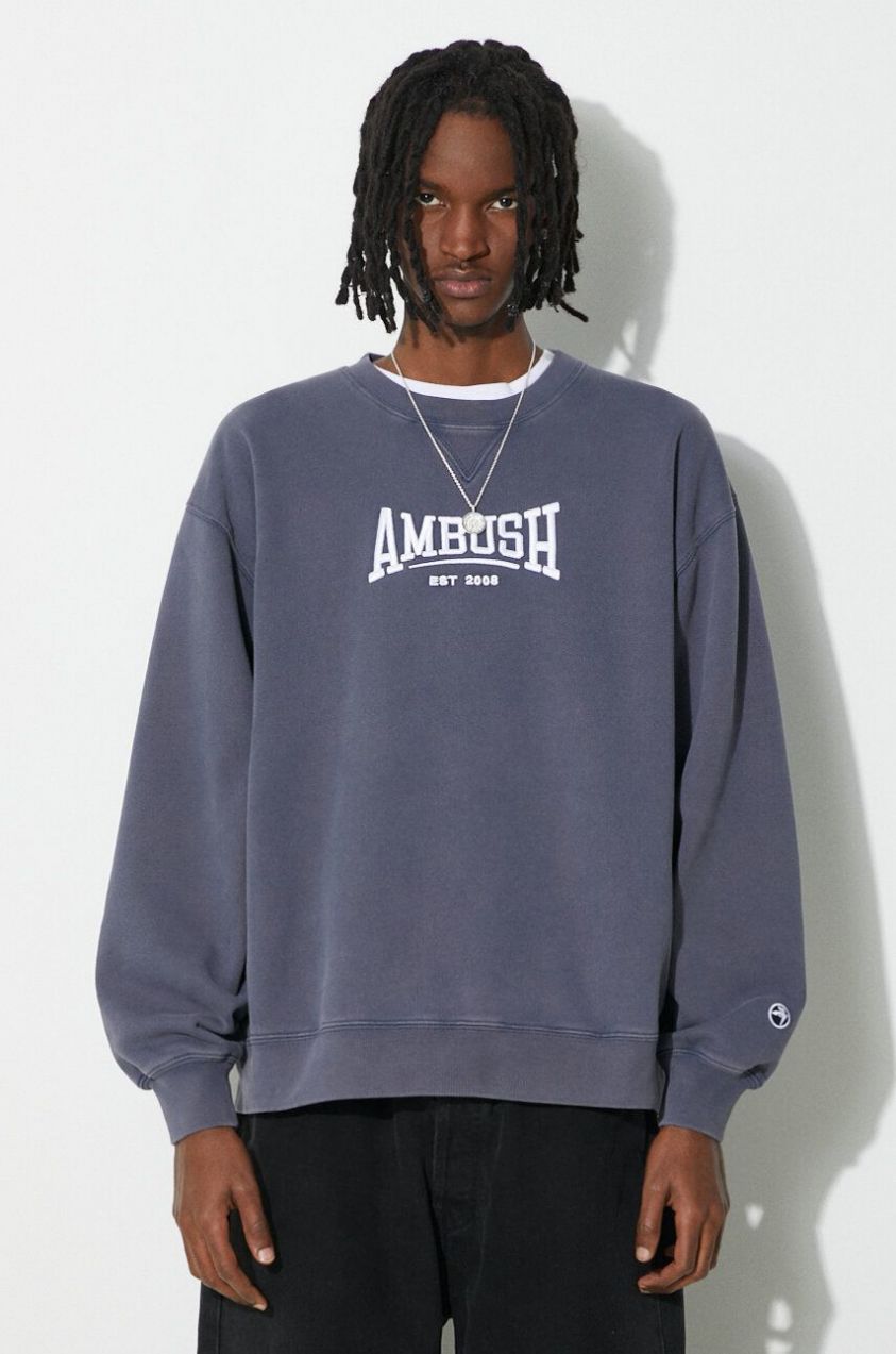 Bavlnená mikina AMBUSH Graphic Crewneck Insignia pánska, s nášivkou, BMBA001S24FLE