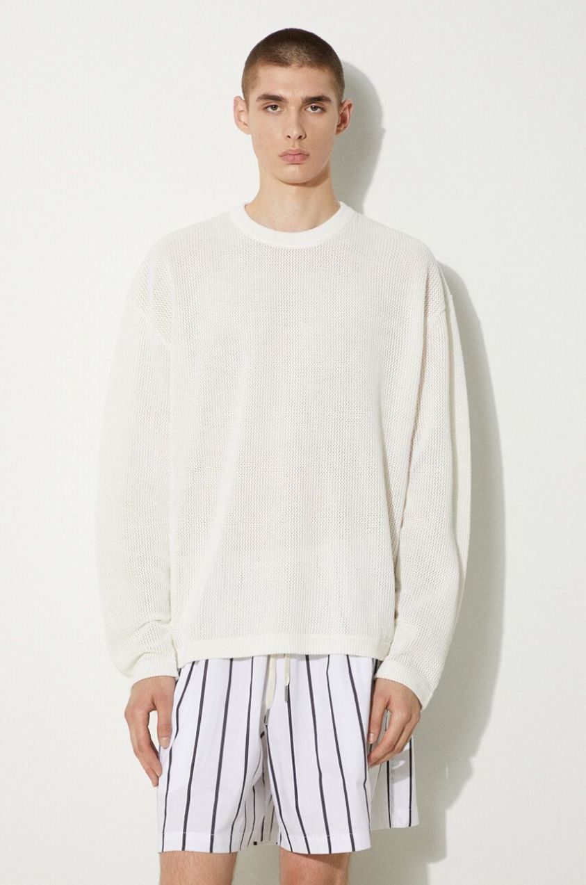 Bavlnené tričko s dlhým rukávom MKI MIYUKI ZOKU Loose Gauge Long Sleeve biela farba, jednofarebný, LOOSE.GAUGE.LONG.SLEEVE