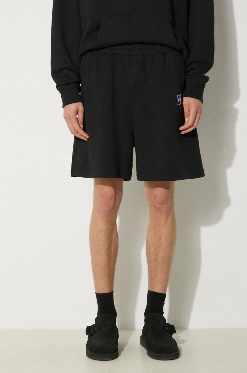 Bavlnené šortky Awake NY Awake Sweatshort čierna farba, melanžové, SP24-PA006