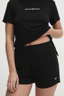 Šortky Emporio Armani Underwear dámske, čierna farba, jednofarebné, stredne vysoký pás, EW000781 AF12192